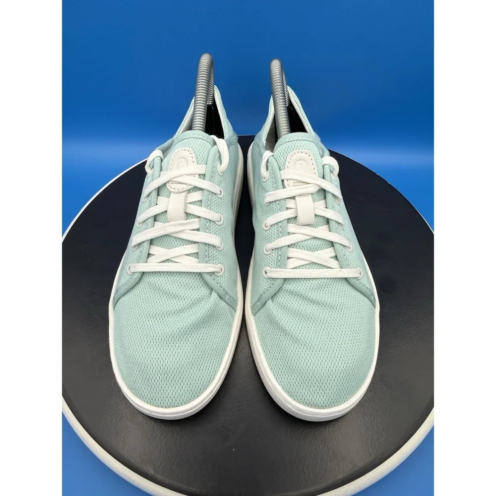 Olukai Pehuea Li Womens Size 8.5 Pale Aqua White Casual Lace Up Slip On‎ Shoes